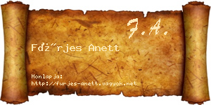 Fürjes Anett névjegykártya