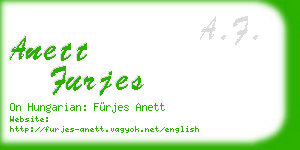 anett furjes business card