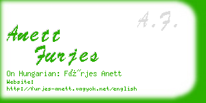 anett furjes business card